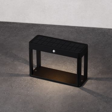 Nova Luce Berni - tuinpaal met sensor op zonne-energie - 23 x 15,5 x 8,6 cm - 2W LED incl. - IP65 - donker antraciet