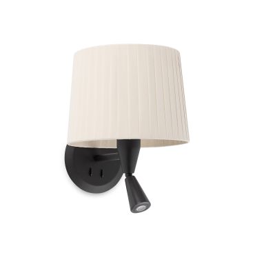 Faro Samba - wandverlichting met schakelaar - 21,5 x 19 x 17,3 cm - 3W LED incl. - zwart en beige