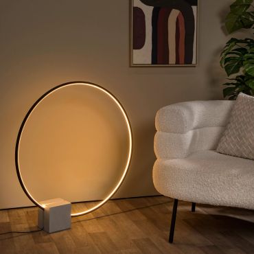 Lucide Cirkelis - tafelllamp - 80 x 14 x 83 cm - 24W dimbare LED incl. - 3 stapdimmer - grijs en zwart