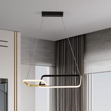 Nova Luce Imar - hanglamp - 54 x 150 x 30 cm - 36W dimbare LED incl. - zandzwart en goud