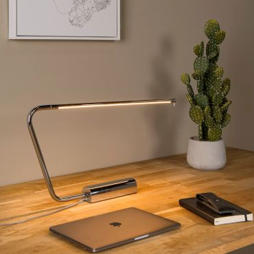 Lucide Madison - bureaulamp - 62,5 x 5,5 x 33 cm - 6,5W dimbare LED incl. - chroom