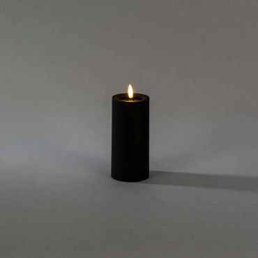 Konstsmide - LED blokkaars op batterijen met flakkervlam - Ø 7 x 15 cm - IP44 - zwart