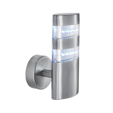 Searchlight India - buiten wandverlichting - 10 x 19,5 cm - 1,5W LED incl. - IP44 - satijn zilver