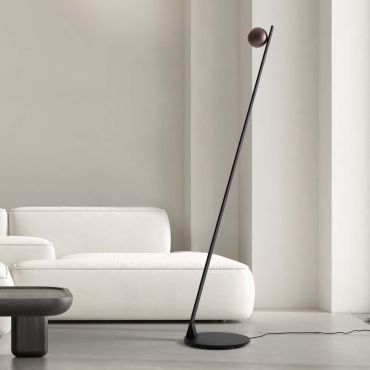 Nova Luce Lusa - vloerlamp - Ø 30 x 146,5 cm - 6W dimbare LED incl. - Moca-koffie en zwart