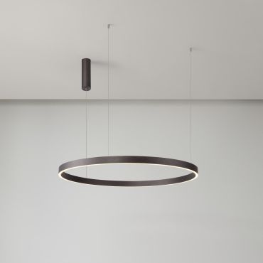 Nova Luce Elowen - hanglamp - Ø 98 x 150 cm - 106W dimbare LED incl. - geborsteld koffiebruin