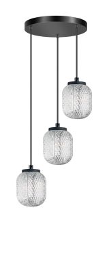 ETH Kristel - hanglamp - Ø 25 x 200 cm - transparant en zwart