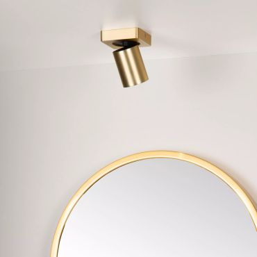 Lucide Nigel - opbouwspot - 10 x 10 x 11,3 cm - 5W dimbare LED incl. - dim to warm - mat goud