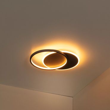 Lucide Axelle - plafondverlichting - 39,1 x 29,5 x 5,1 cm - 24W LED incl. - 3 StepDim- zwart
