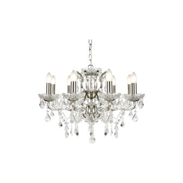 Searchlight Paris - luster - Ø 70 x 135 cm - satijn zilver
