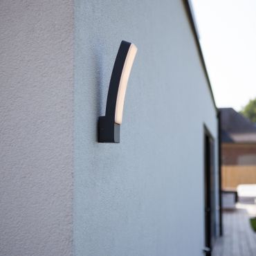 Lutec Kira - buiten wandverlichting - 11 x 8,3 x 31,1 cm - 17,3W LED incl. - IP54 - donkergrijs - wit