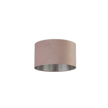 Searchlight Drum Shade - lampenkap - Ø 38 x 22 cm - roze en geborsteld zilver