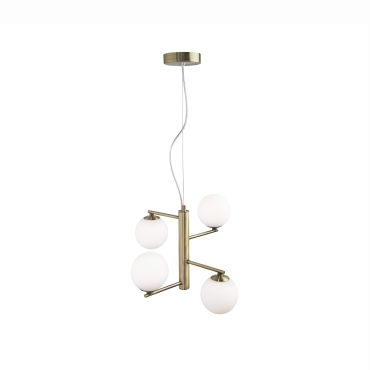 Nova Luce Agrigento - hanglamp - Ø 35 x 150 cm - opaal en antiek messing