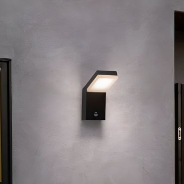 Nova Luce Farge - buiten wandlamp met sensor - 10 x 22 x 16,5 cm - 12W LED incl. - IP65 - donker antraciet