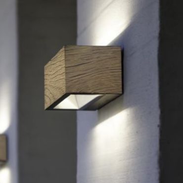 Lutec Gemini - buiten wandverlichting - 14 x 8,9 x 6,5 cm - 10,5W LED incl. - IP54 - hout