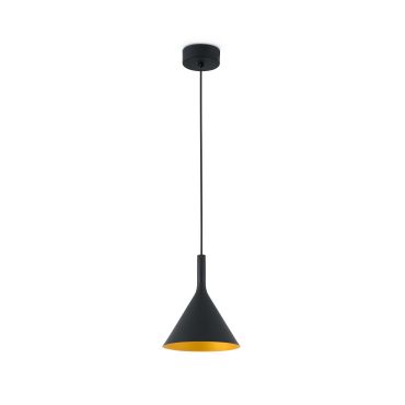 Faro Pam - hanglamp - Ø 16,5 x 21,5 cm - 11W LED incl. - zwart en goud
