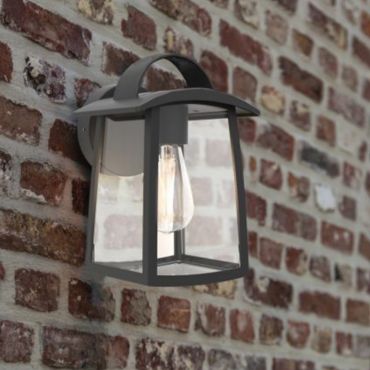 Lutec Kelsey - buiten wandverlichting - 17 x 18,5 x 26 cm - IP44 - transparant glas - zwart