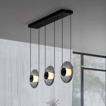 Nova Luce Ballet - hanglamp - 85 x 169 x 26 cm - 24W dimbare LED incl. - zandzwart en rokerig grijs