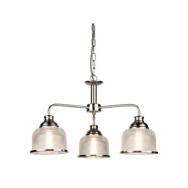 Searchlight Bistro II - hanglamp - Ø 56 x 88 cm - satijn zilver