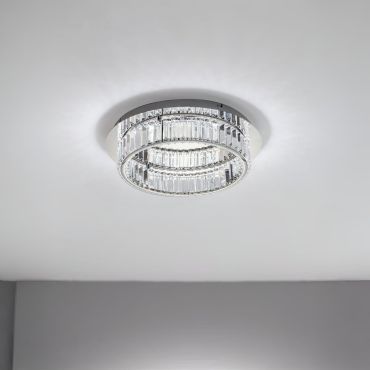 Nova Luce Aurelia - plafondlamp - Ø 50 x 12 cm - 29W dimbare LED incl. - chroom