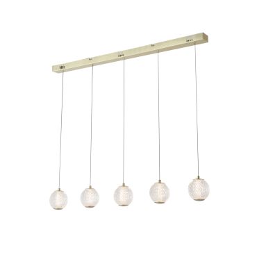 Searchlight Allure - hanglamp - 100 x 150 cm - 21W dimbare LED incl. - satijn messing en transparant