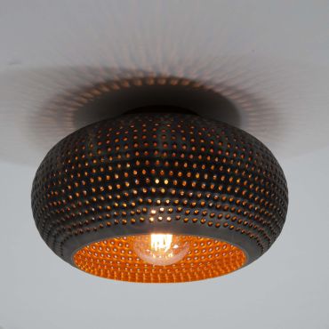 Vico Perforated - plafondverlichting - Ø 35 x 20 cm - zwart bruin