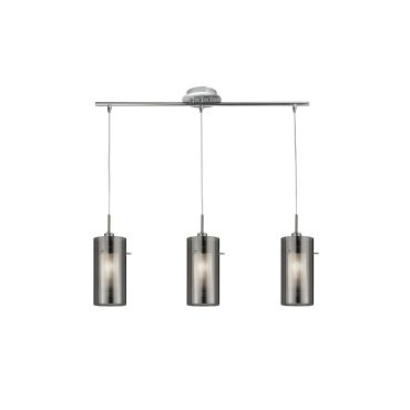 Searchlight Duo 2 - hanglamp - 71 x 12 x 130 cm - gerookt en matglas