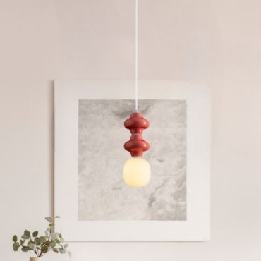 Nova Luce Clio - hanglamp - Ø 18 x 215 cm - rood, wit en opaalglas