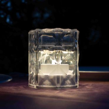 New Garden Jack 10 Lux - oplaadbare tafellamp - Ø 9,4 x 10 cm - 1W LED incl. - IP54 - transparant