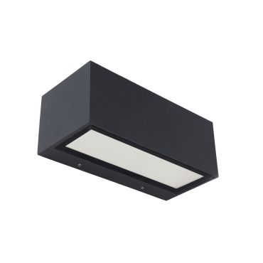Lutec Gemini - buiten wandlamp - 22 x 10 x 8  cm - 21W LED incl. - IP54 - donkergrijs - warm wit
