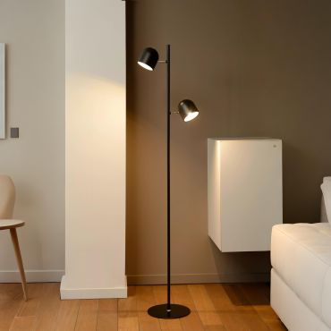Lucide Skanska - staanlamp - 32 x 23 x 141 cm - 2 x 5W dimbare LED incl. - zwart