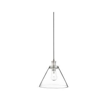 Searchlight Pyramid - hanglamp - Ø 29 x 100 cm - transparant en satijn zilver