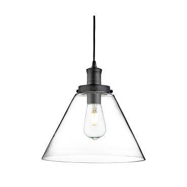 Searchlight Pyramid - hanglamp - Ø 29 x 100 cm - transparant en mat zwart