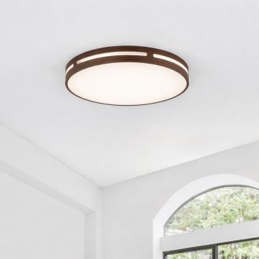 Nova Luce Wheel - plafondlamp - Ø 45 x 6 cm - 30W LED incl. - koffiebruin