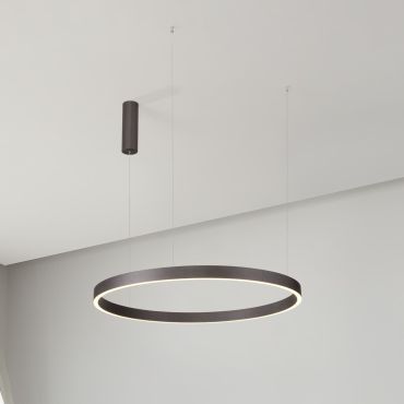 Nova Luce Elowen - hanglamp - Ø 80 x 150 cm - 77W dimbare LED incl. - geborsteld koffiebruin