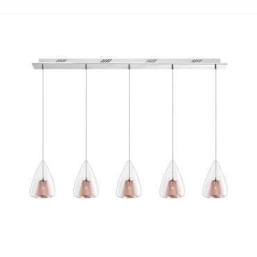 Nova Luce Hugo - hanglamp - 112 x 120 cm - rose goud en chroom