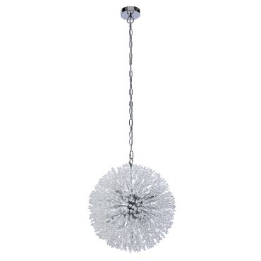 Searchlight Sunburst - hanglamp - Ø 40 x 150 cm - chroom en transparant