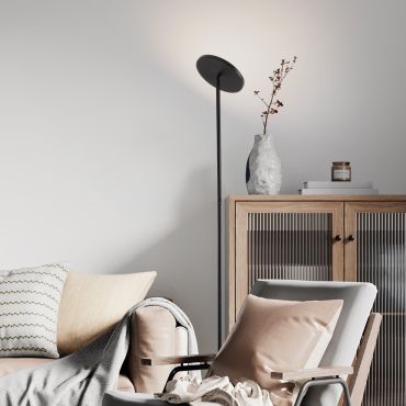 Nova Luce Sinkro - vloerlamp - 25 x 180,6 cm - 30W dimbare LED incl. - zandzwart