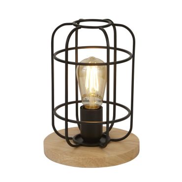 Searchlight Vision - tafellamp - Ø 18 x 25 cm - mat zwart en bruin
