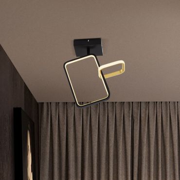 Nova Luce Imar - plafondlamp - 35 x 39 x 16 cm - 30W dimbare LED incl. - zandzwart en goud