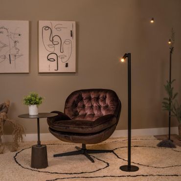 Lucide Antrim - Oplaadbare Leeslamp - 3 x 20 x 120 cm - 2,2W dimbare LED incl. - IP54 - Met draadloos oplaadstation - zwart
