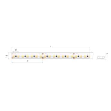 KLUS LED strip - 1,07cm breed, 500cm lengte - 24Vdc - dimbaar - 5W per meter - 140 LEDs per meter - IP65 - enkel compatibel met geselecteerde KLUS profielen - 3000K
