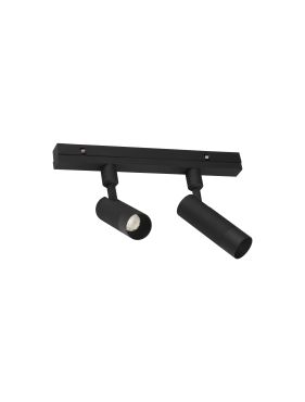 Nova Luce Lod 48V - dubbel lichtpunt magnetisch railsysteem - 24,5 x 10 x 2,5 cm - 2 x 5W dimbare LED incl. - zandzwart