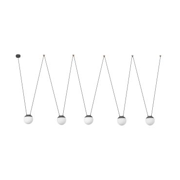 Faro Mine - hanglamp 5L - donkergrijs - glas
