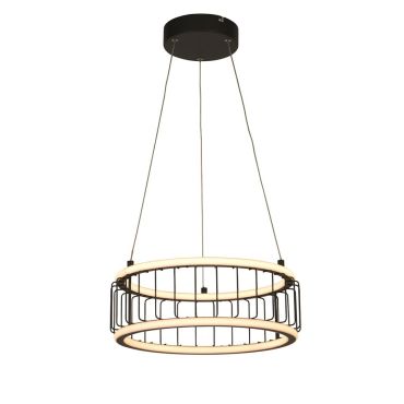 Searchlight Circolo - hanglamp - Ø 38 x 150 cm - 3 stappen dimbaar - 40W LED incl. - zwart en wit