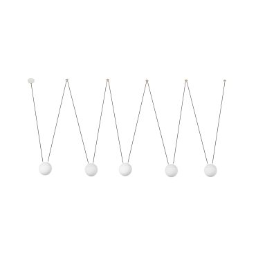 Faro Mine - hanglamp 5L - mat wit - glas
