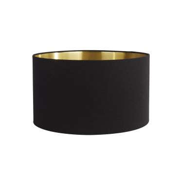Searchlight Velvet Drum - lampenkap - Ø 40 x 24 cm - zwart en goud