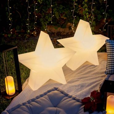 New Garden Nova 60 Christmas Star - oplaadbare vloerlamp op zonne-energie met afstandbediening - 62 x 57 x 25,6 cm - 5W RGB LED incl. - IP65 - wit