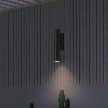 Nova Luce Torrin - buiten wandverlichting - Ø 4,5 x 23 x 7,5 cm - 3W LED incl. - IP65 - donker antraciet