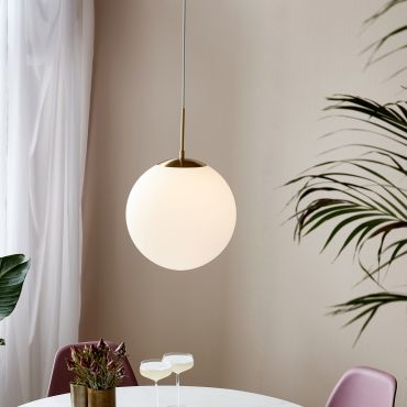 Nordlux Grant - hanglamp - Ø 35 x 235 cm - messing en opaal wit