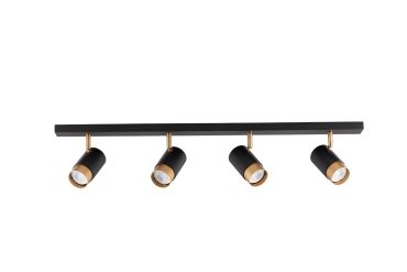 Nova Luce Pogno - opbouwspot 4L - 80 x 6 x 12,5 cm - zandzwart en goud